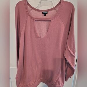 Torrid Mauve Choker Neck Raglan Long Sleeve Light Sweatshirt Top Size 4 Plus